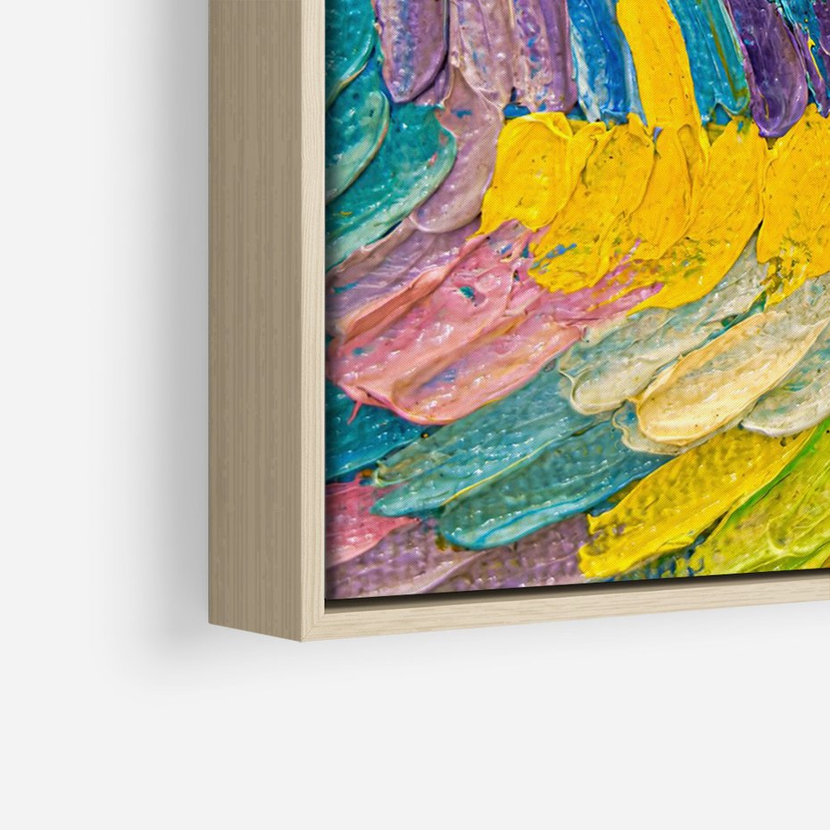 Obraz w ramie 80x120 - Egzotyczne Pióra - abstrakcyjne dzieło, farby olejne - rama drewno