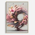 Obraz w ramie 80x120 - Kwiatowy Wir - nowoczesna grafika komputerowa, wir z kwiatów - rama drewno