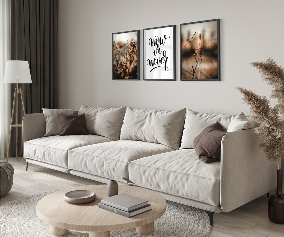 Zestaw obrazy w ramie 40x50 galeria - Boho, cytat, motywacja, trawy - rama czarna