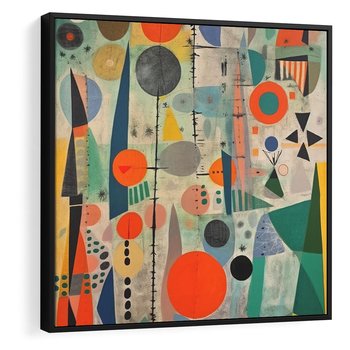 Obraz w ramie 50x50 - Wewnętrzne Zagadki Kształtów - abstrakcyjny obraz, sztuka abstrakcji - rama czarna