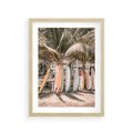 Plakat w ramie 30x40 - Surfingowy Raj - deski surfingowe, na plaży - rama drewno