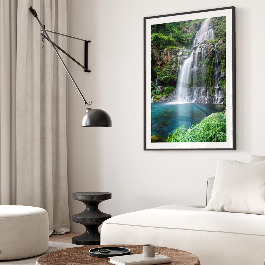 Plakat w ramie 40x50 - Tropikalny Wodospad - wodospad, tropikalny - rama czarna