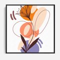 Obraz w ramie 50x50 - Kwiatowa Impresja - abstrakcyjna sztuka, plamy - rama czarna