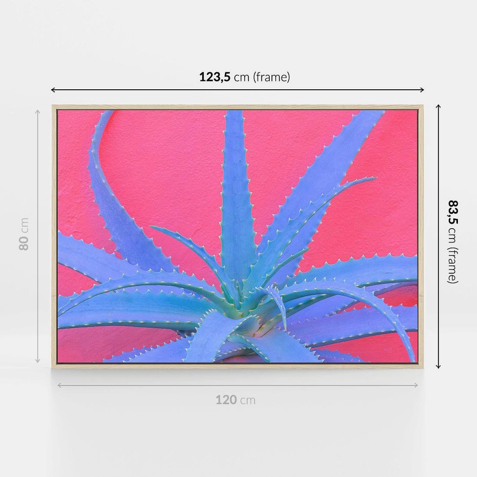 Obraz w ramie 120x80 - Piękno Pustyni - kaktusy, liście - rama drewno