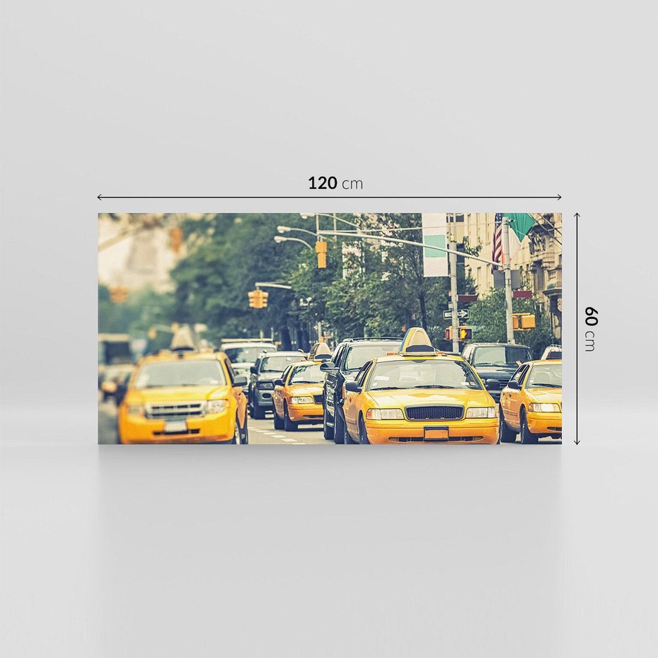 Obraz na płótnie 120x60 - Miasto Taksówek - taksówki, miasto
