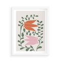 Plakat w ramie 50x70 - Rozkwitające Kontury - plakat, kwiaty - rama biała
