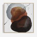 Obraz w ramie 80x80 - Kolorowe Wizje - abstrakcyjne plamy akwarelowe, czarny szkic - rama drewno