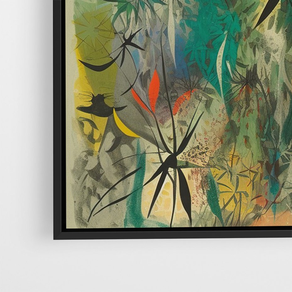 Obraz w ramie 50x70 - Tajemnicze Konstrukcje Form - abstrakcyjny obraz, mnogość kolorów - rama czarna