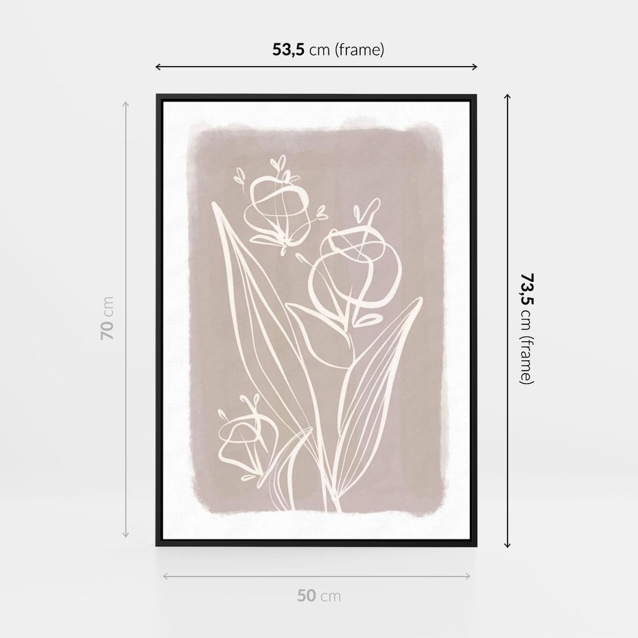Obraz w ramie 50x70 - Pastelowe Nastroje - nowoczesny subtelny plakat, beżowy - rama czarna