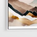 Obraz w ramie 50x50 - Góry Tonące w Pastelach - złote pastelowe góry, akwarela - rama biała