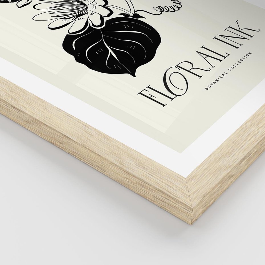 Plakat w ramie 40x50 - Odbicie kwiatowych chwil - kwiaty, typografia - rama drewno