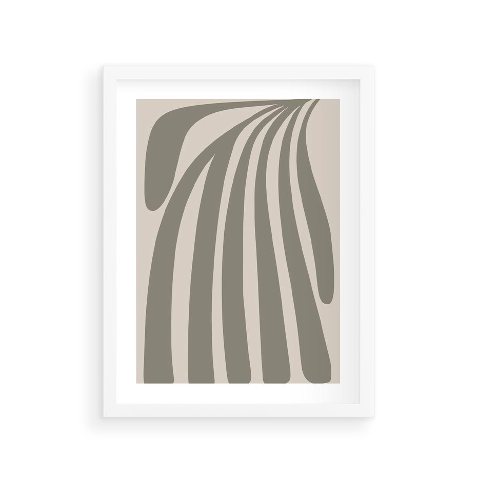 Plakat w ramie 30x40 - Beżowa Delikatność - nowoczesna sztuka, plakat modern - rama biała