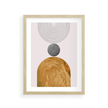 Plakat w ramie 30x40 - Złote Półkole w Sztuce Geometrii - grafika, złote półkole - rama drewno