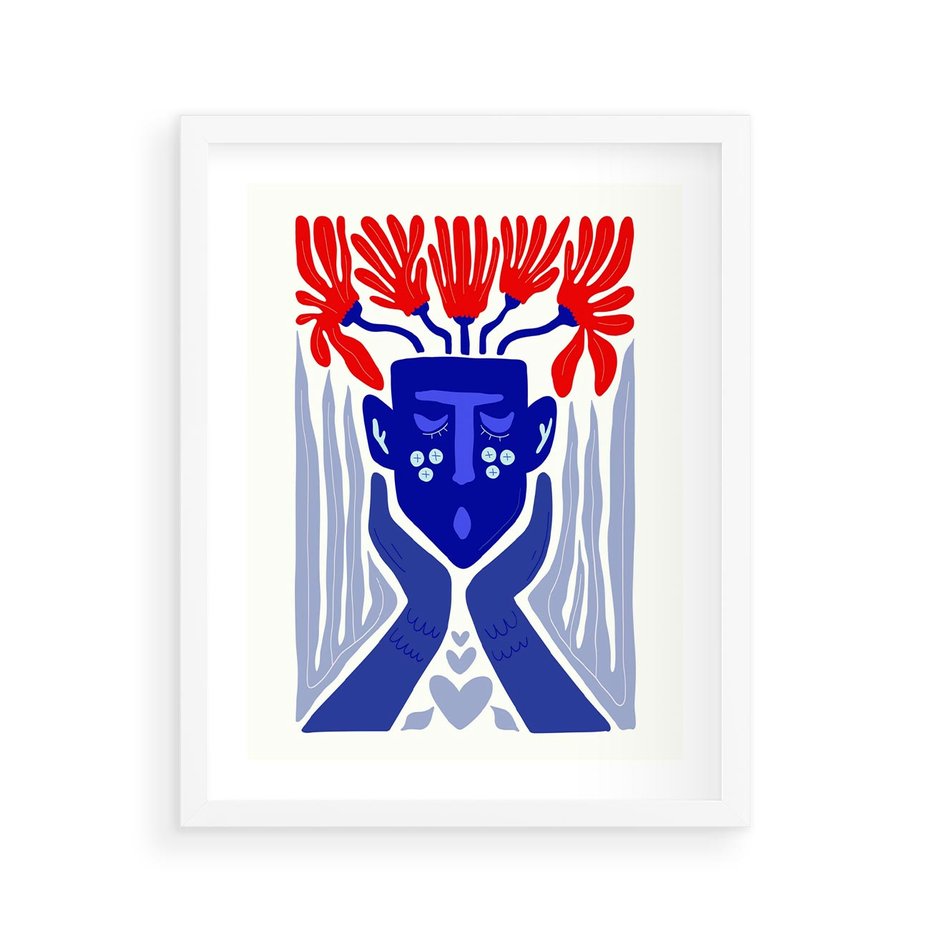 Plakat w ramie 40x50 - Nowoczesne Wcielenie Boho - etniczna maska, boho styl - rama biała