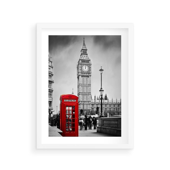 Plakat w ramie 30x40 - Ikoniczny Big Ben w Londynie - Big Ben, Londyn - rama biała