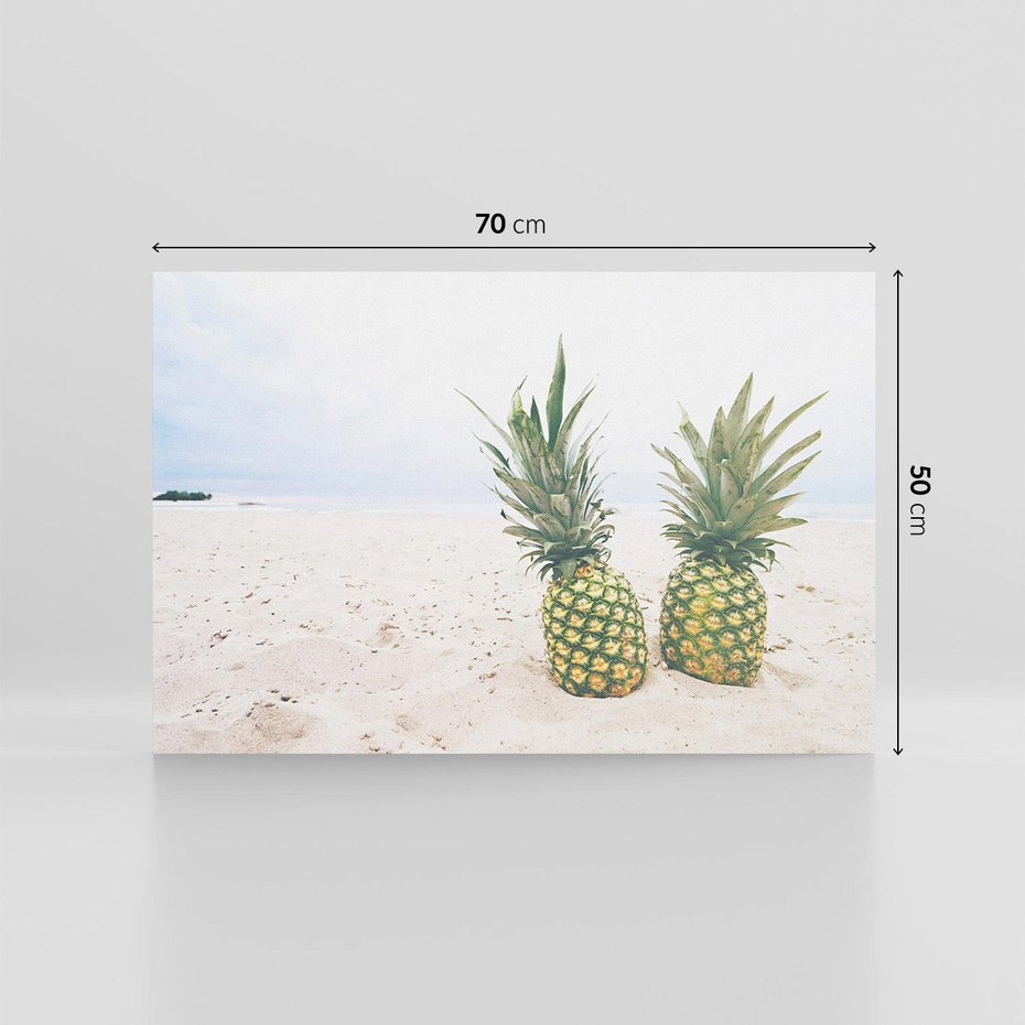 Obraz na płótnie 70x50 - Ananasy Plażowy Raj - ananasy, plaża