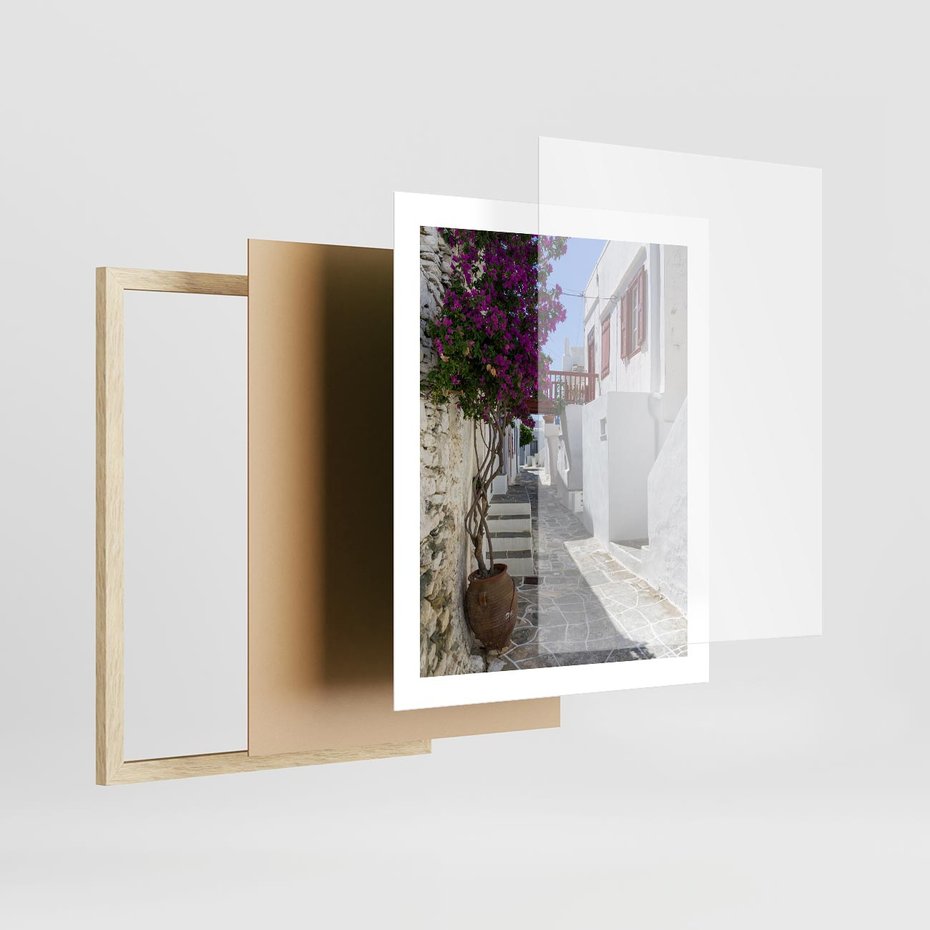 Plakat w ramie 40x50 - Perspektywiczna Uliczka: Miejski Labirynt - uliczka, perspektywa - rama drewno