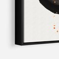 Obraz w ramie 70x100 - Wnętrza Marzeń - abstrakcyjna czarna plama, rozsiane pomarańczowe kropki - rama czarna