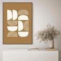 Obraz w ramie 70x100 - Wewnętrzne Spektrum - geometryczne boho kształty na brązowym, karmelowym tle - rama czarna
