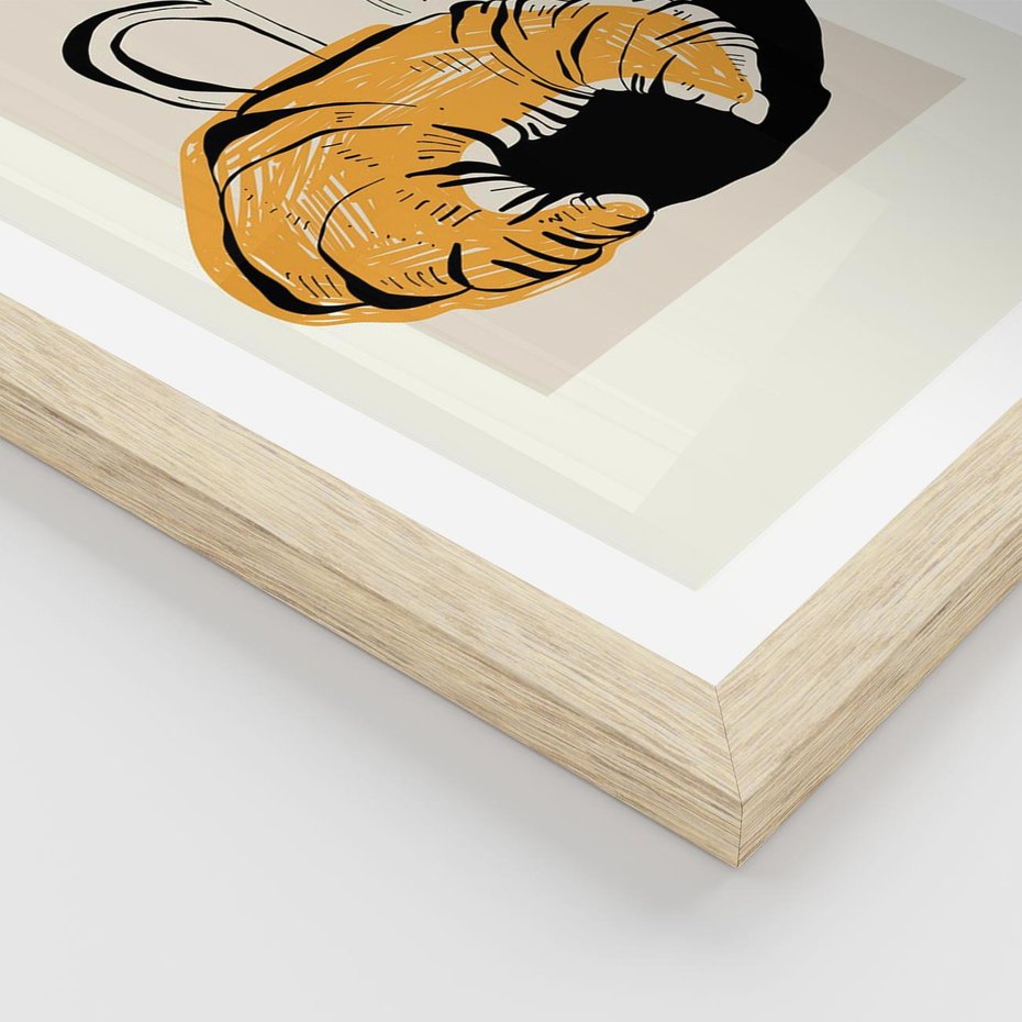 Plakat w ramie 40x50 - Śniadanie z Croissantem - grafika, croisant - rama drewno