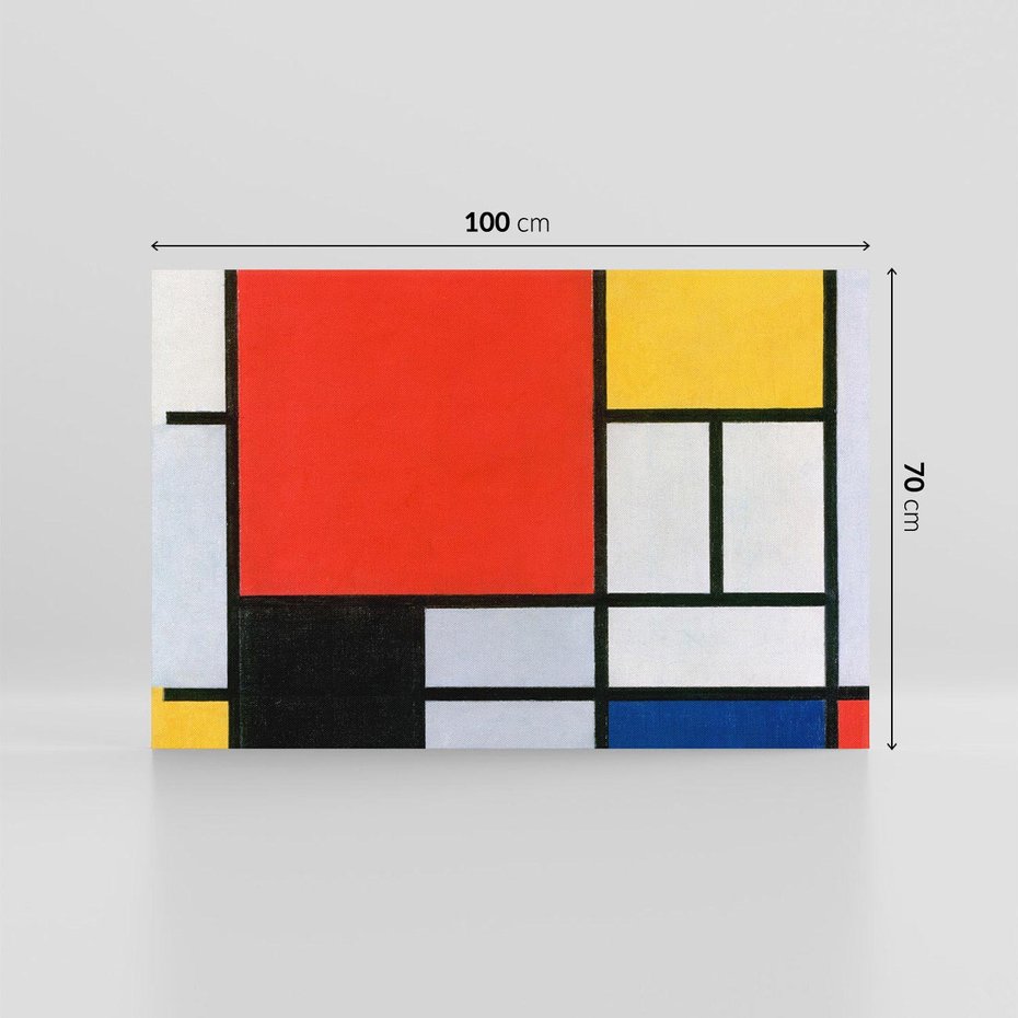 Obraz na płótnie 100x70 - "Composition with Red, Yellow, Blue, and Black" (1921), Piet Mondrian - Reprodukcja - reprodukcja, obraz na płótnie