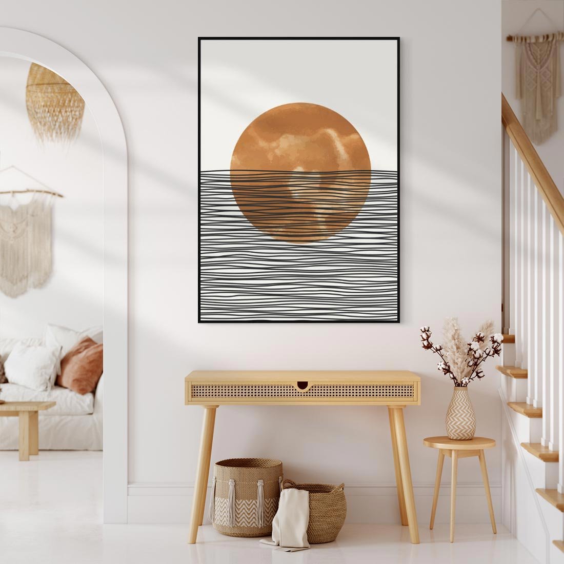 Obraz w ramie 70x100 - Okrąg Mocy - boho obraz, geometria - rama czarna