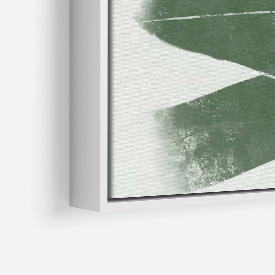 Obraz w ramie 50x70 - Zielone Refleksje - abstrakcja, zgaszony zielony kolor - rama biała