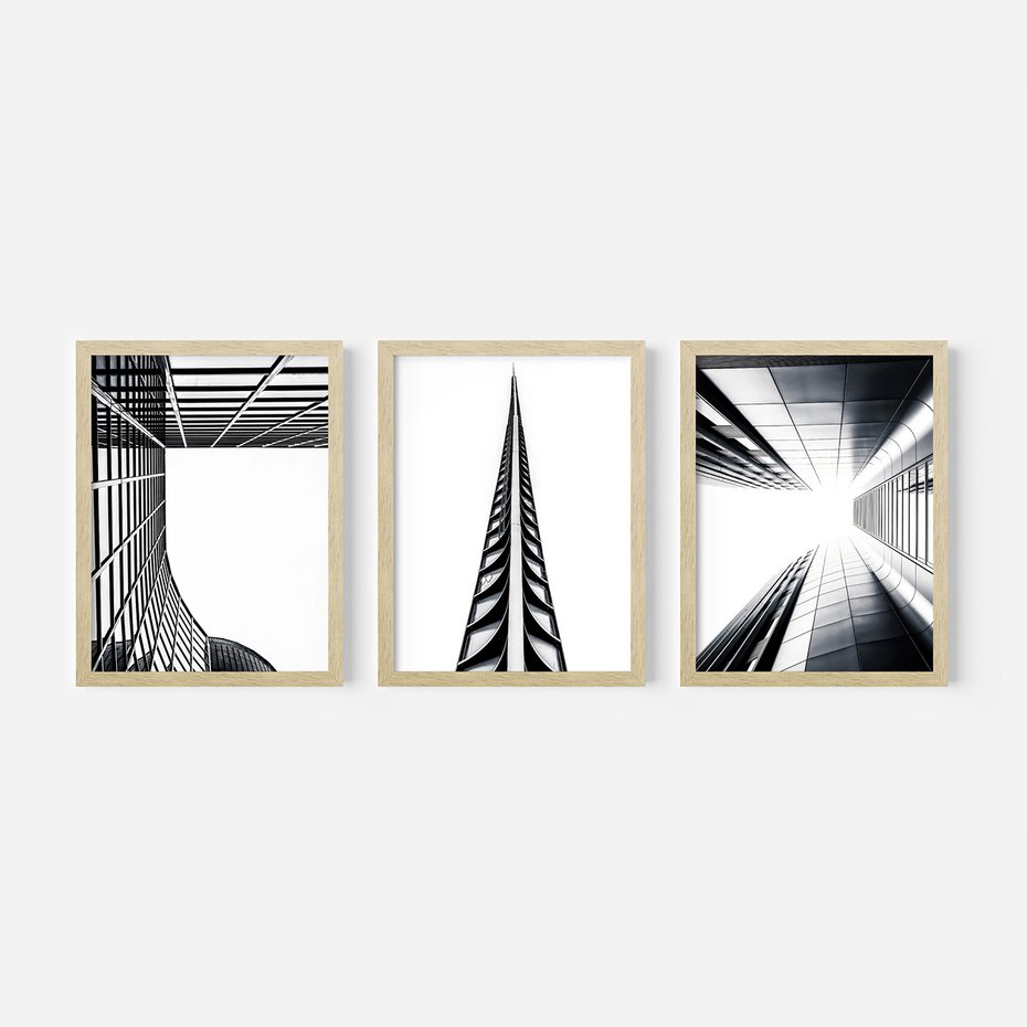 Zestaw obrazy w ramie 30x40 galeria - Architektura, perspektywa, wieżowce - rama drewno