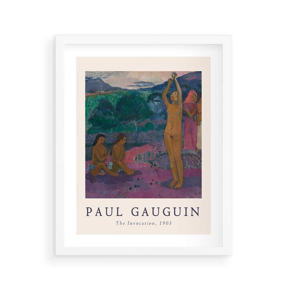 Plakat w ramie 40x50 - Reprodukcja Gauguina: Sztuka Egzotyczna na Plakacie - paul gauguin, plakat - rama biała