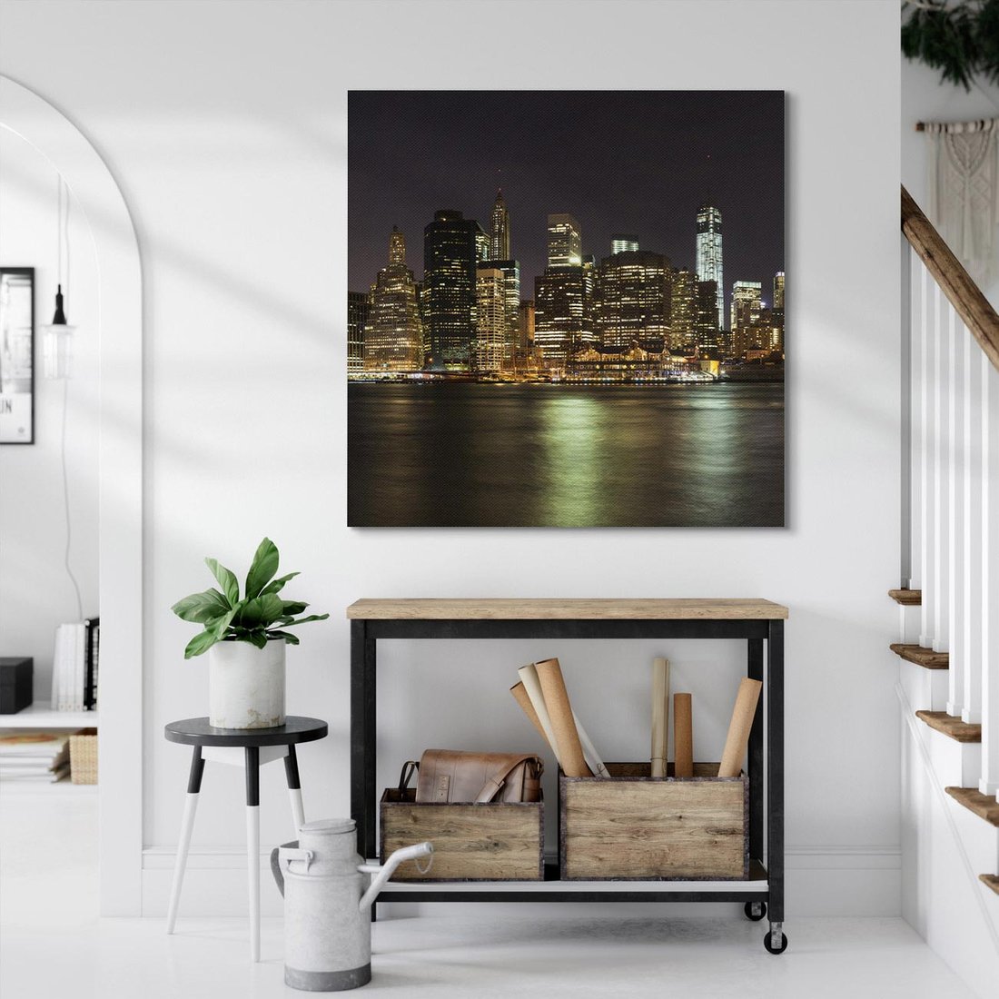 Obraz na płótnie 40x40 - Nowy Jork nocą - New York, Nowy