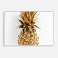 Obraz w ramie 100x70 - Ekskluzywny Akcent - złoty, ananas - rama biała