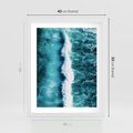 Plakat w ramie 40x50 - Błękitna Siła Oceanu - fale, ocean - rama biała