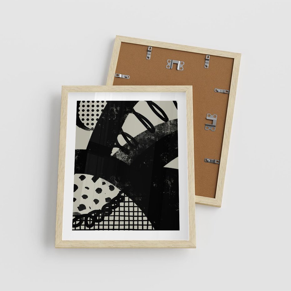 Plakat w ramie 40x50 - Nieznanie Zaskoczenia - bstrakcyjna mroczna kompozycja, nieregularne - rama drewno