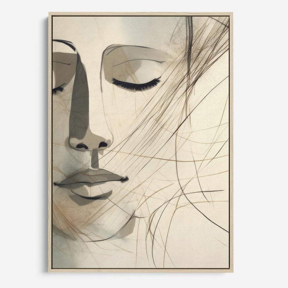 Obraz w ramie 70x100 - Tylko Zamknij Oczy - twarz kobiety, zamknięte oczy - rama drewno