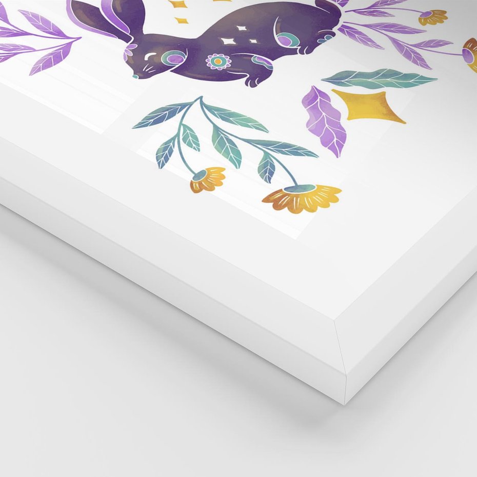 Plakat w ramie 30x40 - Boho Wiatr - boho plakat, królik - rama biała