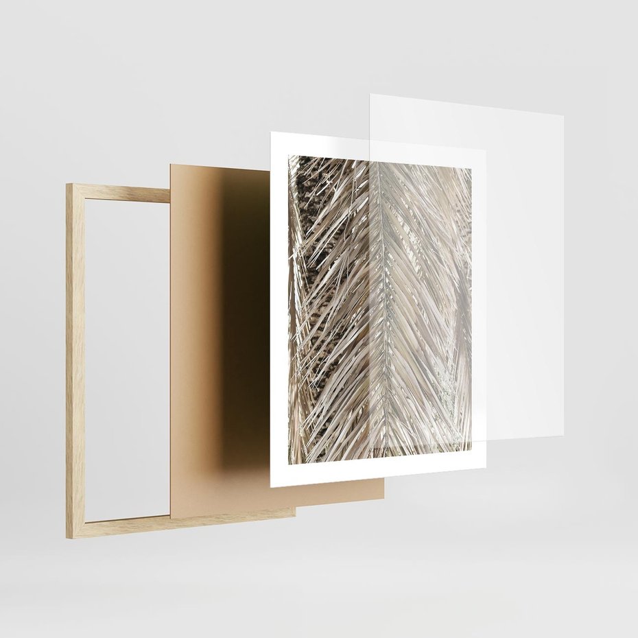 Plakat w ramie 40x50 - Boho Urok Palmy: Zbliżenie Natury - sucha palma, zbliżenie - rama drewno