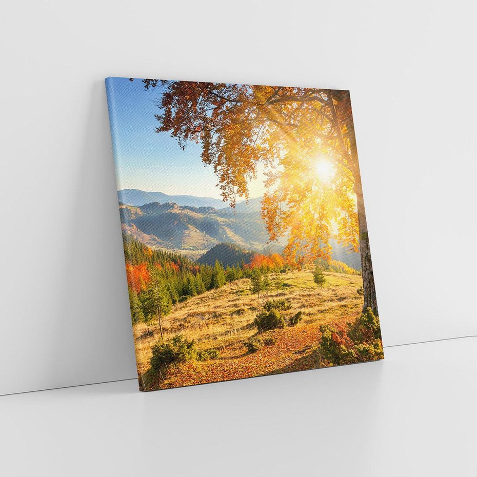 Obraz na płótnie 70x70 - Bliskość natury - góry, drzewo