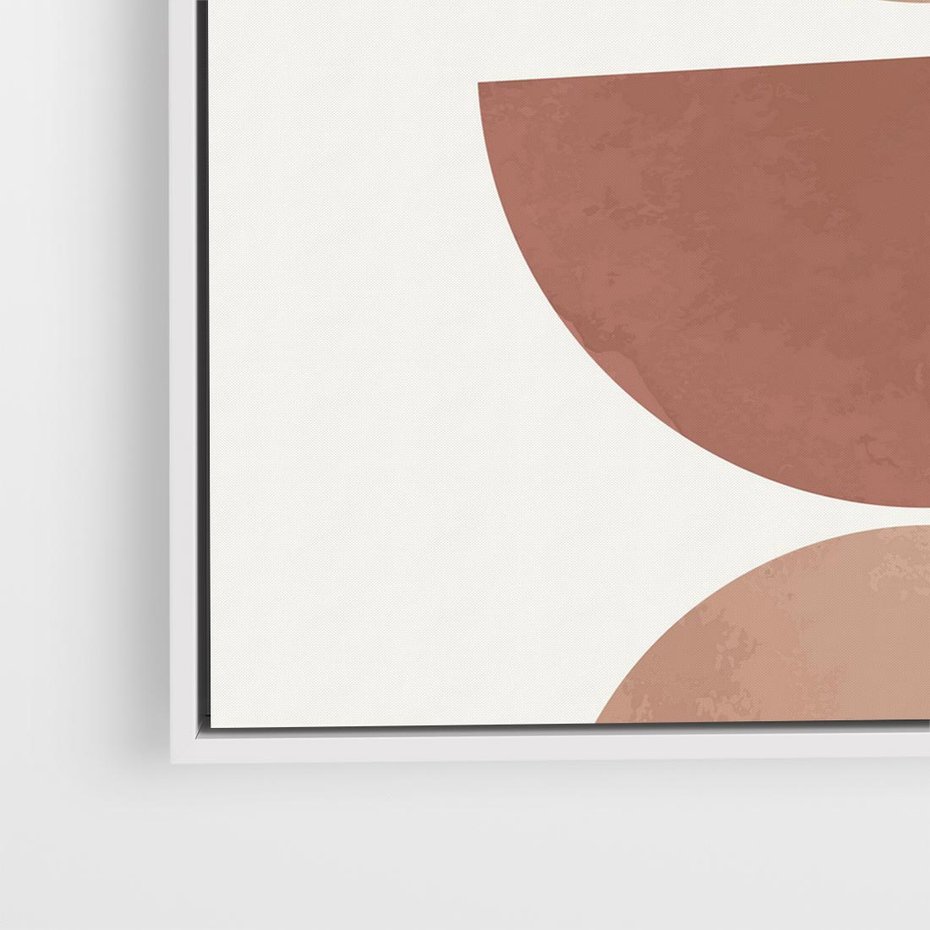 Obraz w ramie 50x50 - Abstrakcyjne Widzenia - abstrakcyjne geometryczne kształty, odcienie brązu i beżu - rama biała