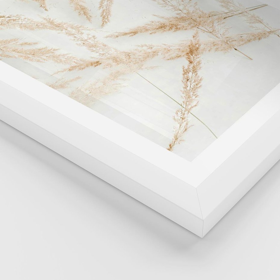 Plakat w ramie 30x40 - Pampas w Stylu Boho: Kompozycja Natury - suche trawy, pampas - rama biała