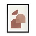 Plakat w ramie 50x70 - Harmonijne Widoki - abstrakcyjne geometryczne kształty, odcienie brązu i beżu - rama czarna