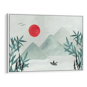 Obraz w ramie 70x50 - Zaklęte Wzgórza - krajobraz, japonia - rama biała