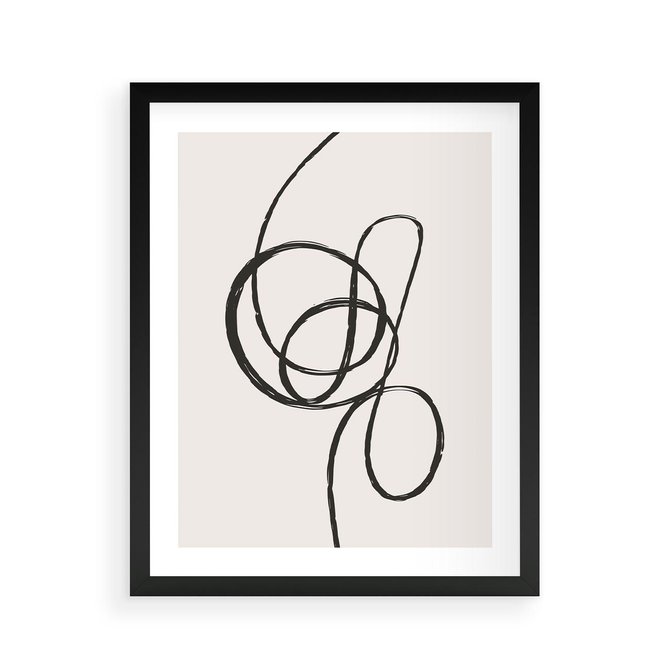 Plakat w ramie 40x50 - Migotliwa Kreatywność - abstrakcyjne szkicowane linie, minimalizm - rama czarna