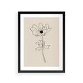 Plakat w ramie 30x40 - Przenikający Dialog - szkic kwiatu, mnimalistyczny szkic - rama czarna