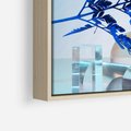 Obraz w ramie 50x50 - Intensywny Kolor Natury - liście, kobalt - rama drewno