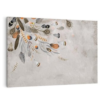 Obraz na płótnie 120x80 - Sploty losu na płótnie - kompozycja boho piór, indiańskie pióra