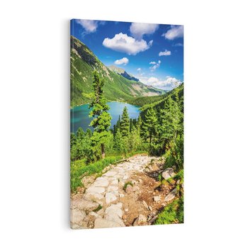 Obraz na płótnie 50x70 - Jezioro górskie: harmonia natury - jezioro, góry