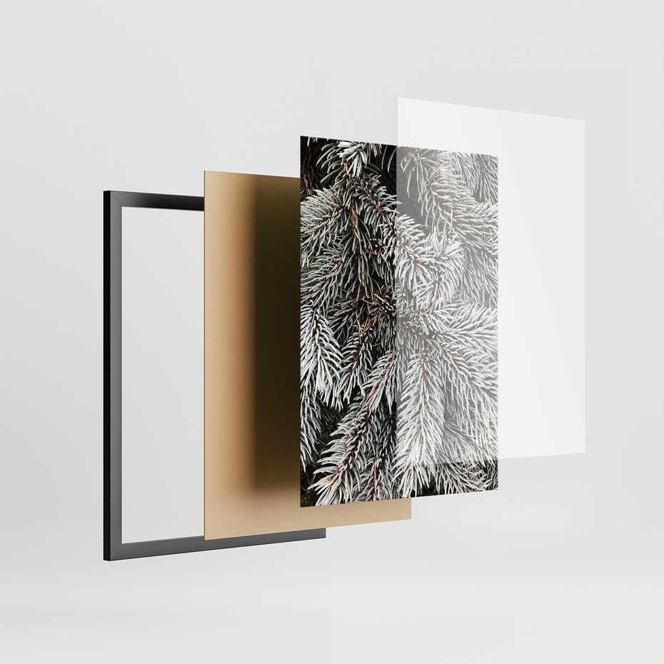 Zestaw obrazy w ramie 40x50 galeria - Las, zima, kawa - rama czarna