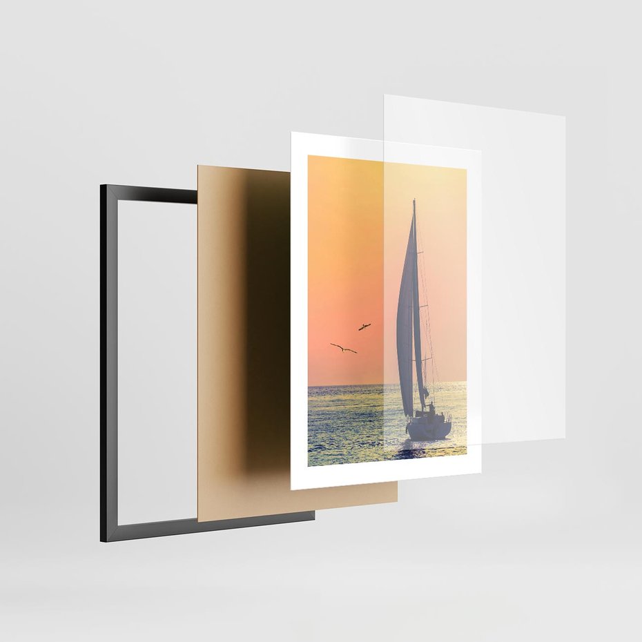 Plakat w ramie 30x40 - Żaglówka na Horyzoncie - żaglówka, jacht - rama czarna