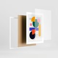 Plakat w ramie 30x40 - Przestrzenne Innowacje - nowoczesna sztuka, geometryczna kolorowa grafika - rama biała