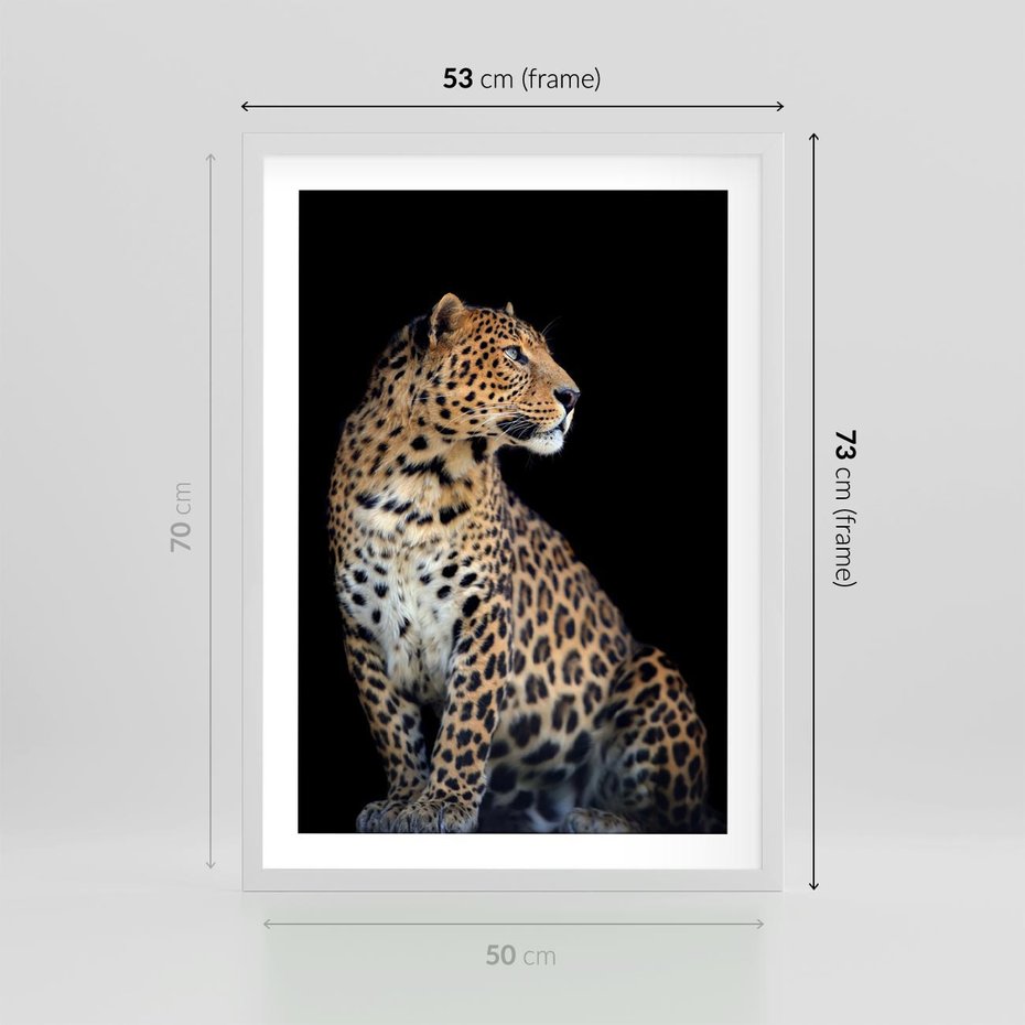 Plakat w ramie 50x70 - Elegancja Jaguarowej Pantery - jaguar, pantera - rama biała